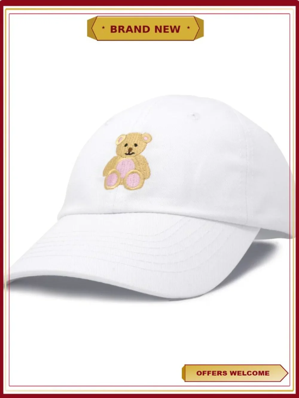 Toddler Teddy Bear Baseball Cap Cotton Adjustable Hat for Kids